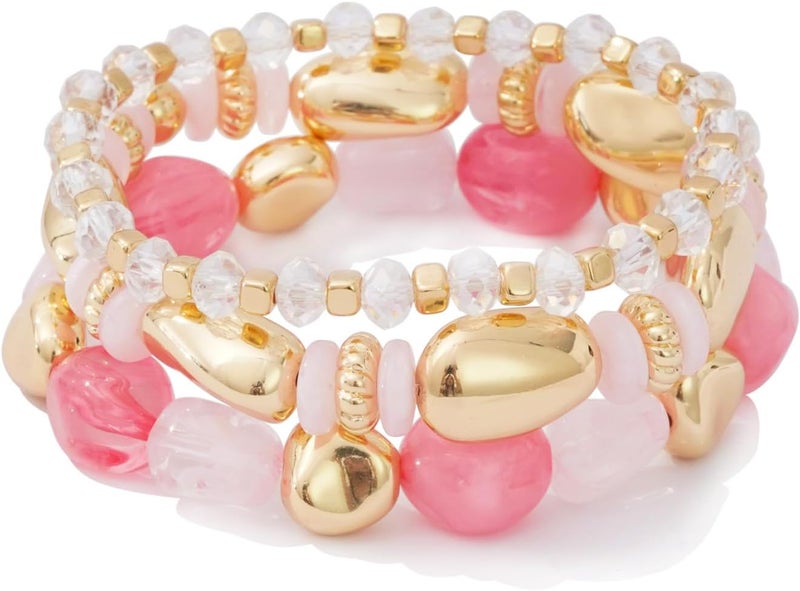 Aigrnc Boho Beaded Stretch Bracelets For Women Stackable Crystal Gold Plated Beaded Bracelets Set Trendy Handmade Friendship Braeclet Jewelry Gifts - Image 1
